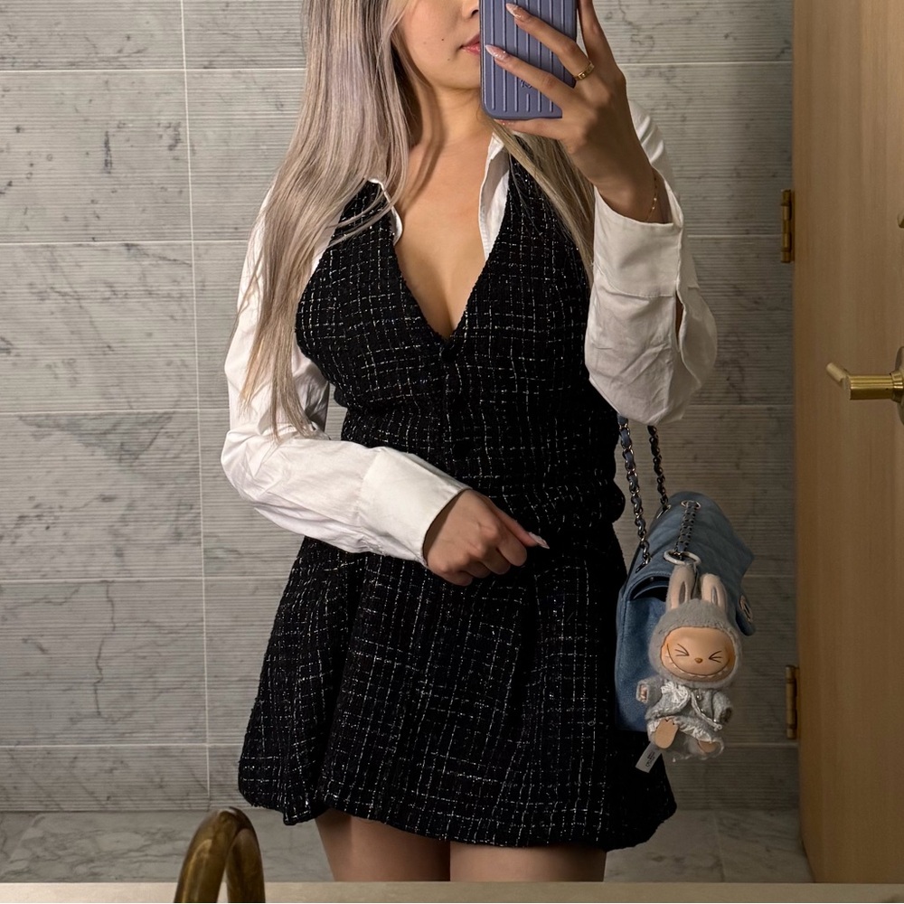 Button up Black and white Zara dress Size XS